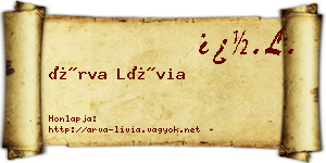 Árva Lívia névjegykártya