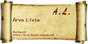 Árva Lívia névjegykártya